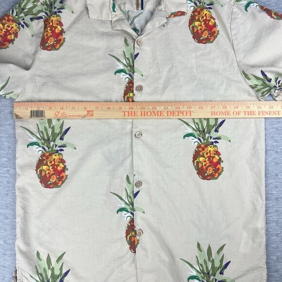 Denim & Flower Ricky Singh Men’s Large Button Up Short Sleeve Pineapple Print - Picture 7 of 8